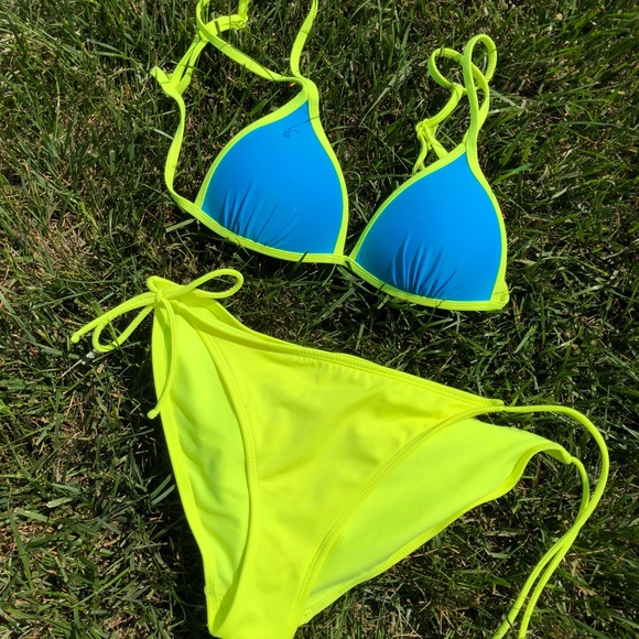 neon blue bikini top